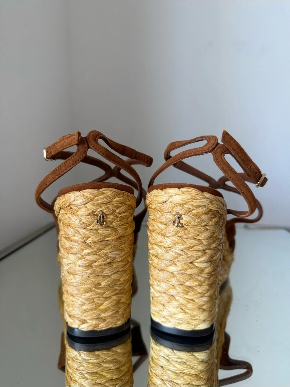 New Jimmy Choo Ayla 110 Tan Suede Wedge $950